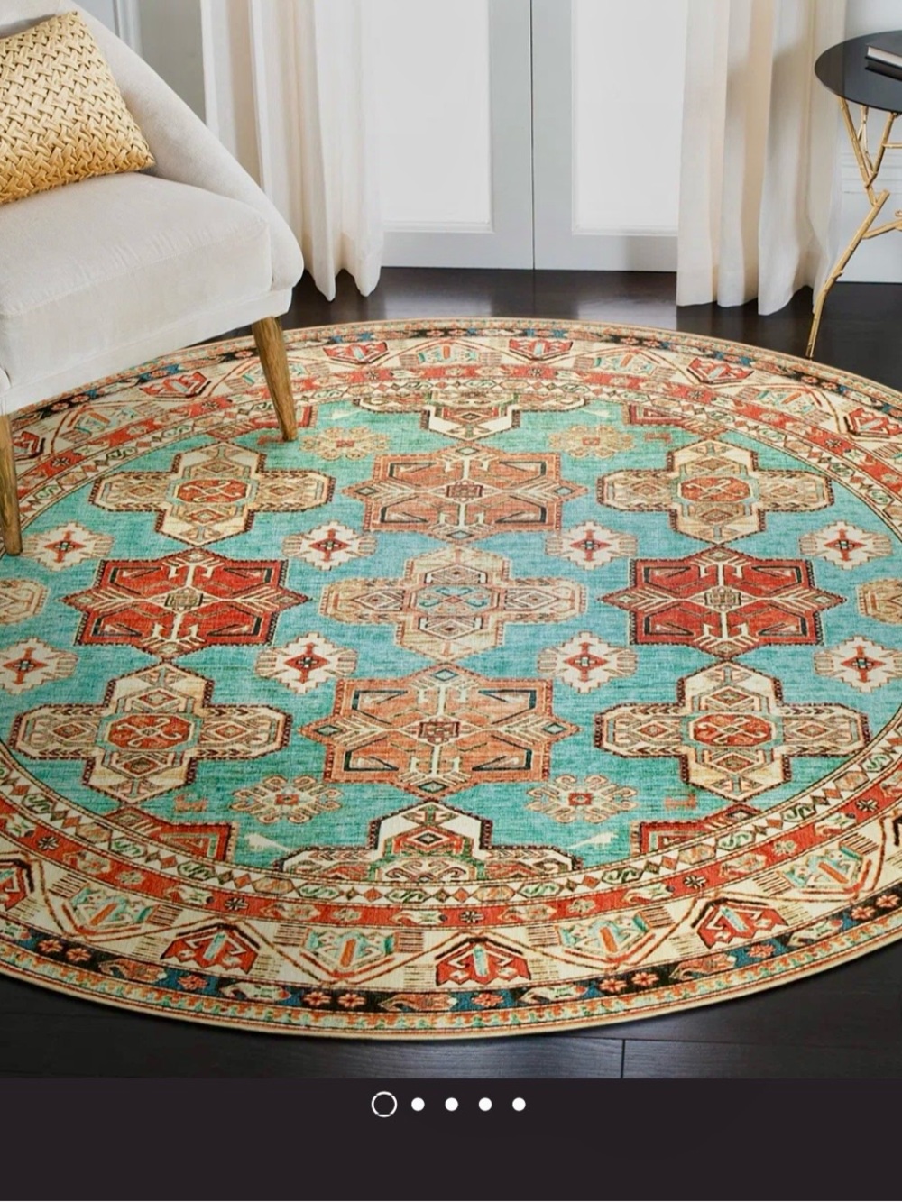 New Vibrant 6x6 Round Washable Geometric Area Rug - Home Accents Decor